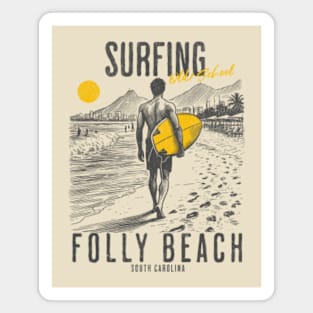 Vintage Surfing Folly Beach, South Carolina Magnet